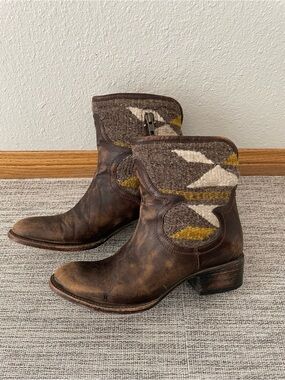 Freebird by Steven Brown Western Leather Boots with Textile Cuff